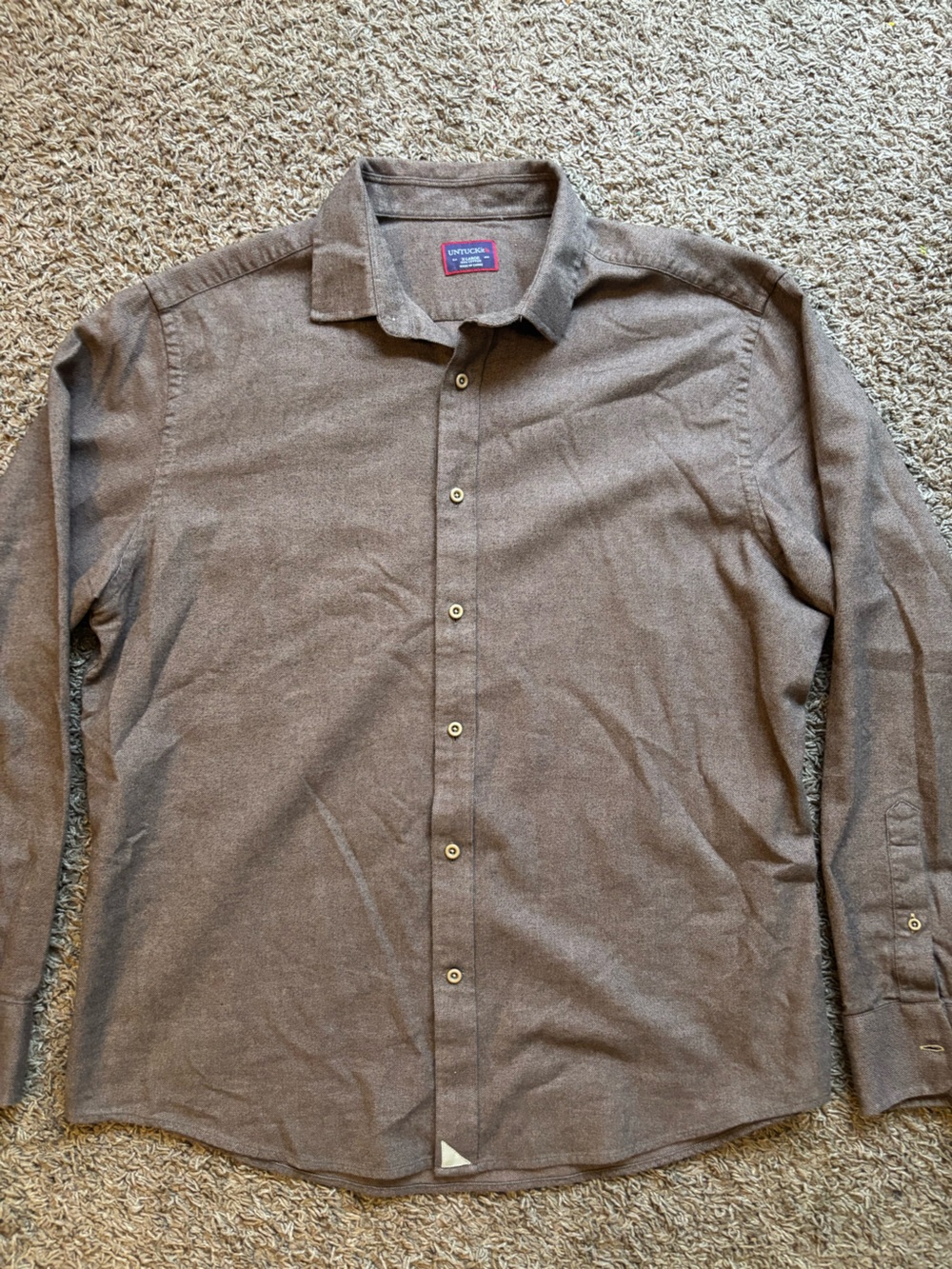 UNTUCKit Men's Brown Long-Sleeve Button-Down lightweight flannel Shirt